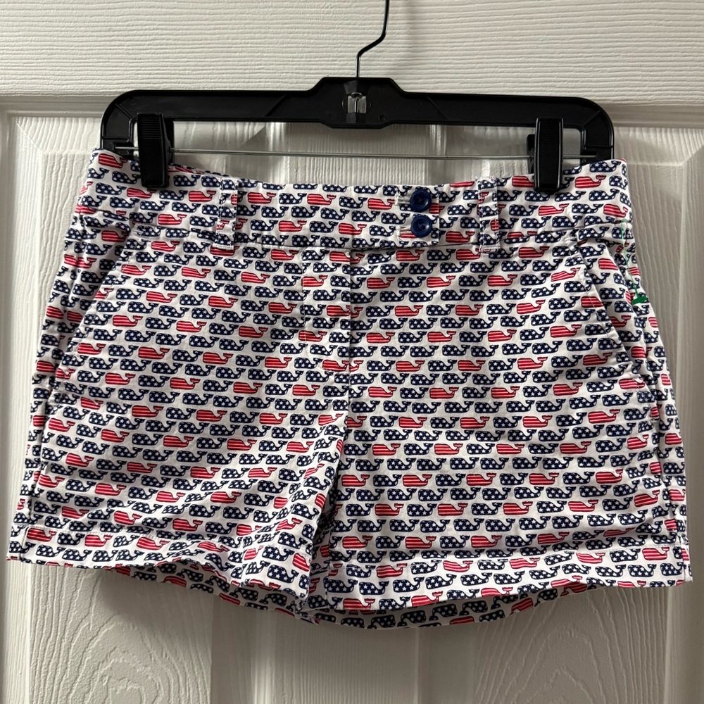 Vineyard Vines Patriotic Flag Whale Shorts womens size 0